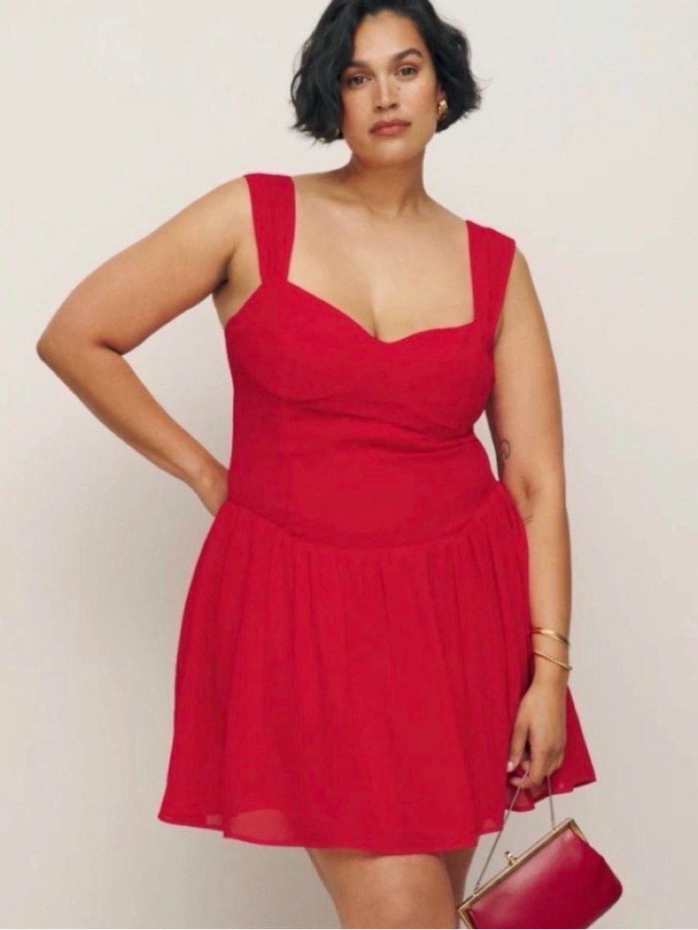 Reformation Taiga Mini Dress Color Poinsettia Size 16 NWT